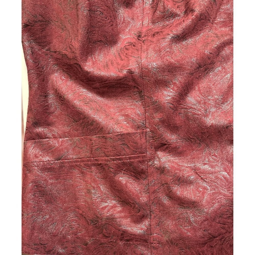 ELEMENTZ Maroon Suede-Feel Embossed Jacket Women's XL Full Zip Ruffle Metallic - Picture 6 of 15